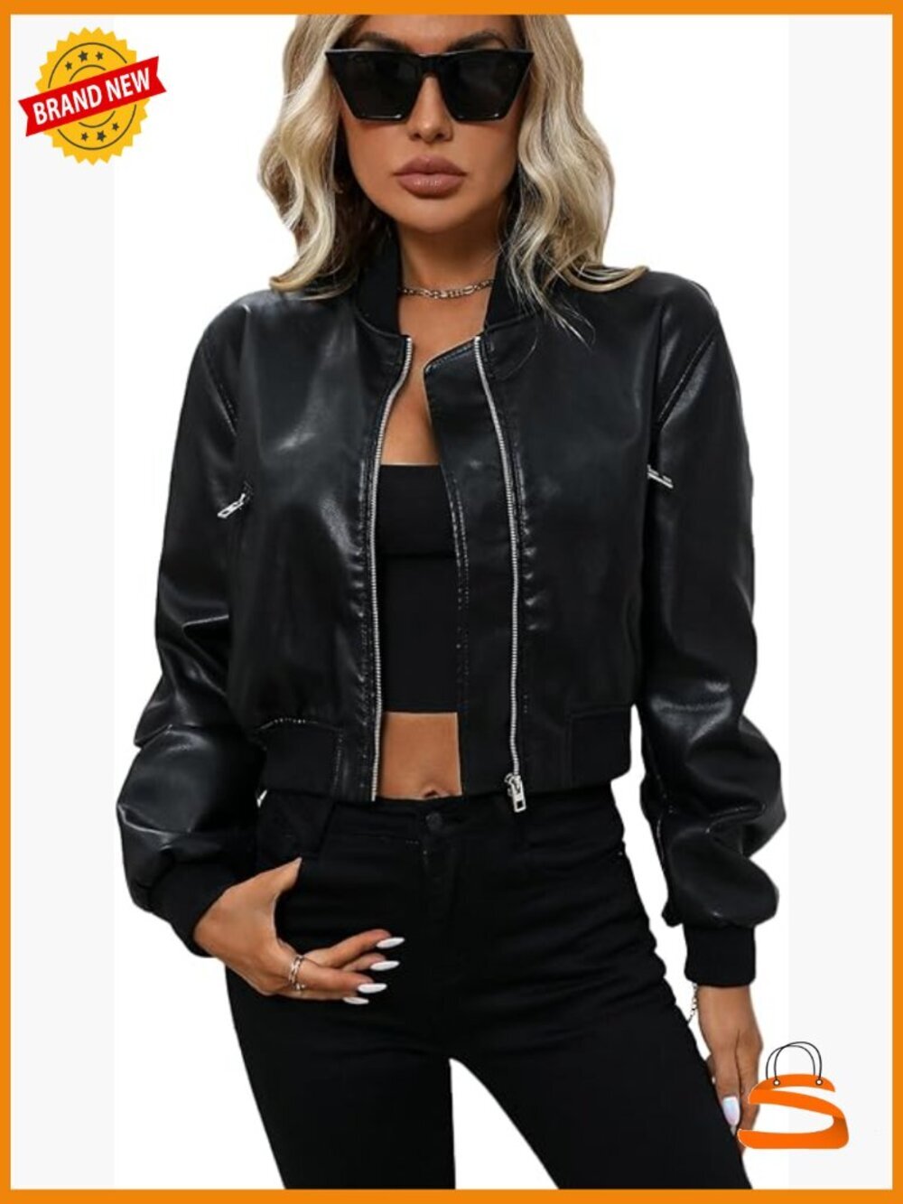 Faux Leather Varsity Jacket Bomber Biker Streetwear Coat